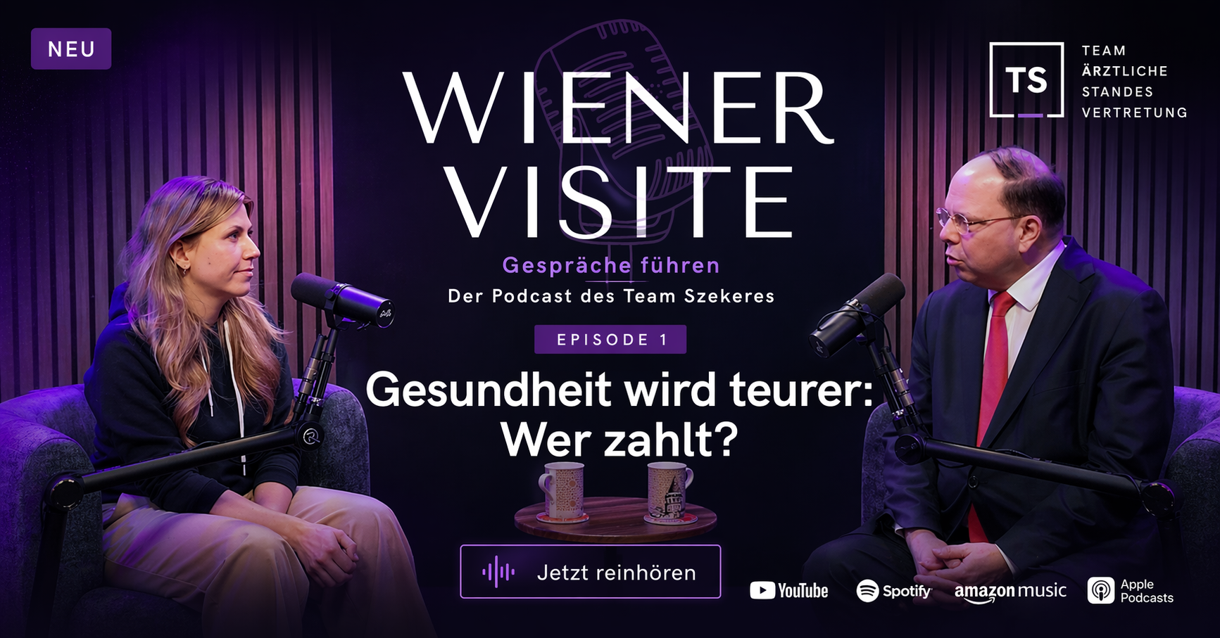 WIENER VISITE Podcast – neuer Podcast zu Gesundheitspolitik, Versorgung und ärztlicher Realität mit Dr. Thomas Szekeres und Dr. Lisa Leutgeb